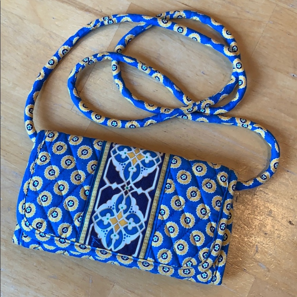 Vera Bradley Tri-fold Strap Wallet • Riviera Blue
